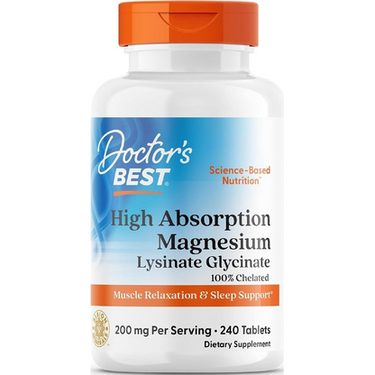 Doctor's Best High Absorption Magnesium Lysinate Glycinate for Sleep Support