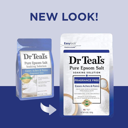 Dr Teal's Epsom Salt Magnesium Soak, Fragrance-Free, 4 lbs - imprüv  