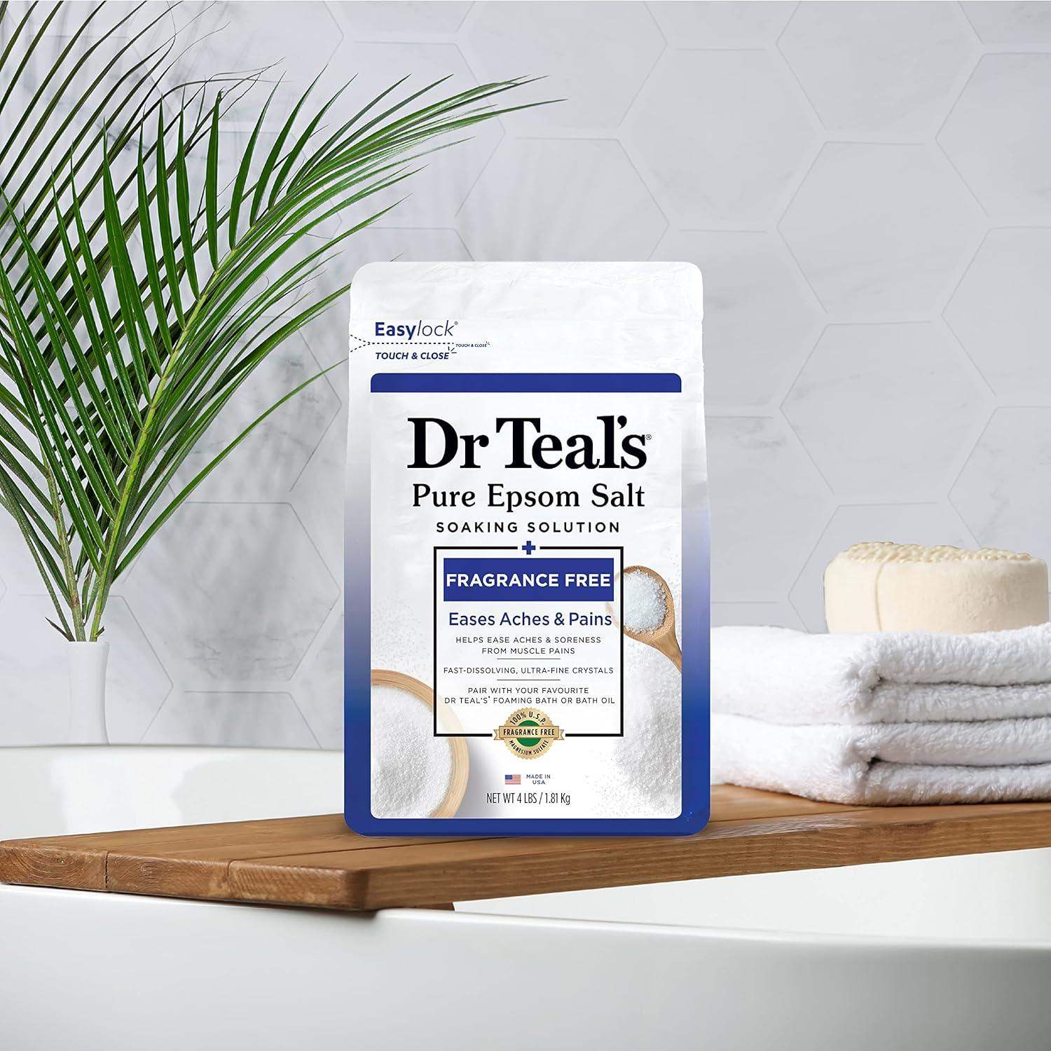 Dr Teal's Epsom Salt Magnesium Soak, Fragrance-Free, 4 lbs - imprüv  
