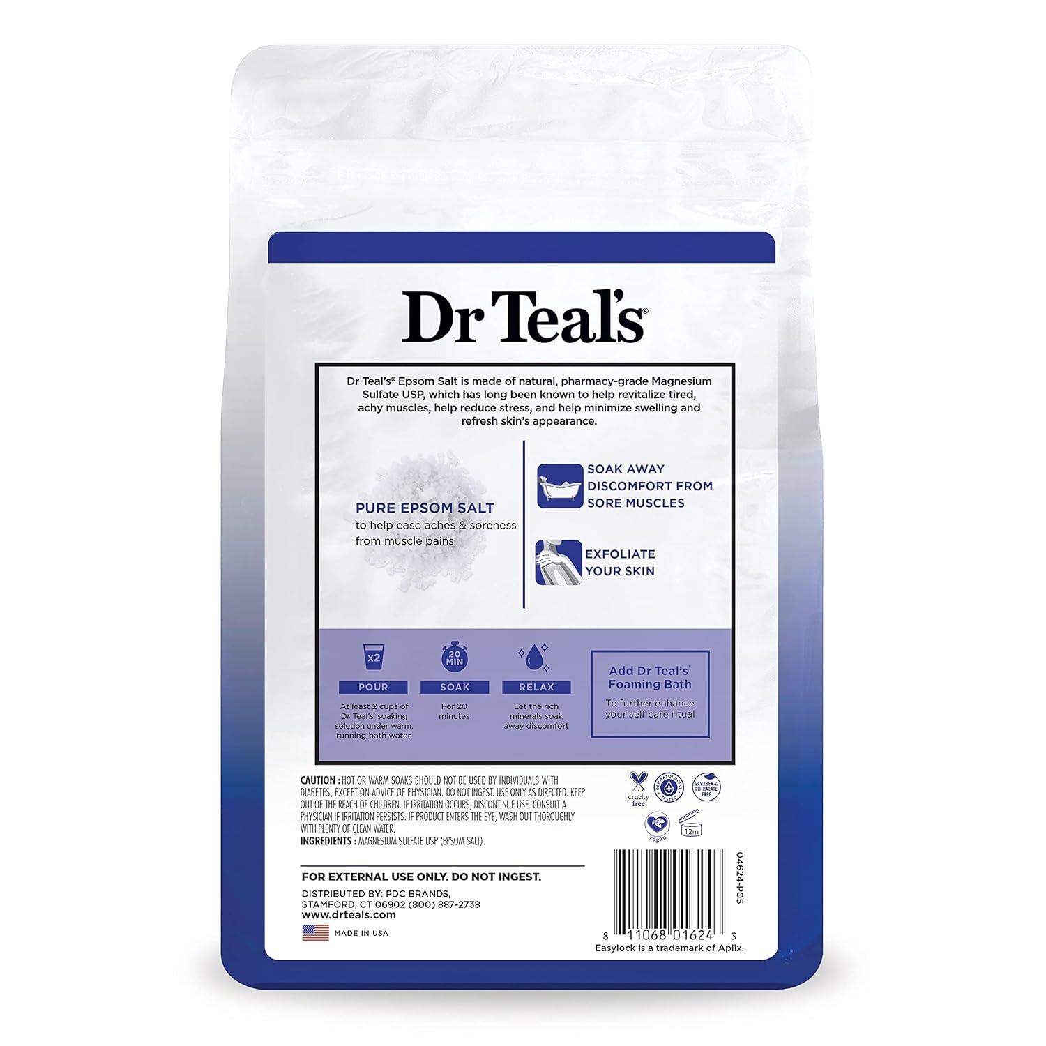 Dr Teal's Epsom Salt Magnesium Soak, Fragrance-Free, 4 lbs - imprüv  