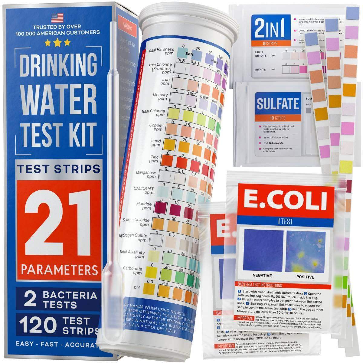 Drinking Water Home Test Kit, Tap and Well Water Testing Strips for Hardness and Heavy Metals, 120 ct - imprüv  