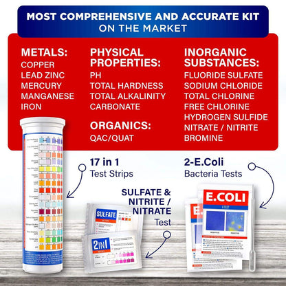 Drinking Water Home Test Kit, Tap and Well Water Testing Strips for Hardness and Heavy Metals, 120 ct - imprüv  