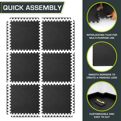Extra Thick Puzzle Exercise Mat, Interlocking EVA Foam Tiles for Cushioned, Protective Workout Flooring - imprüv  