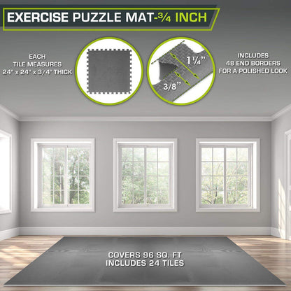 Extra Thick Puzzle Exercise Mat, Interlocking EVA Foam Tiles for Cushioned, Protective Workout Flooring - imprüv  