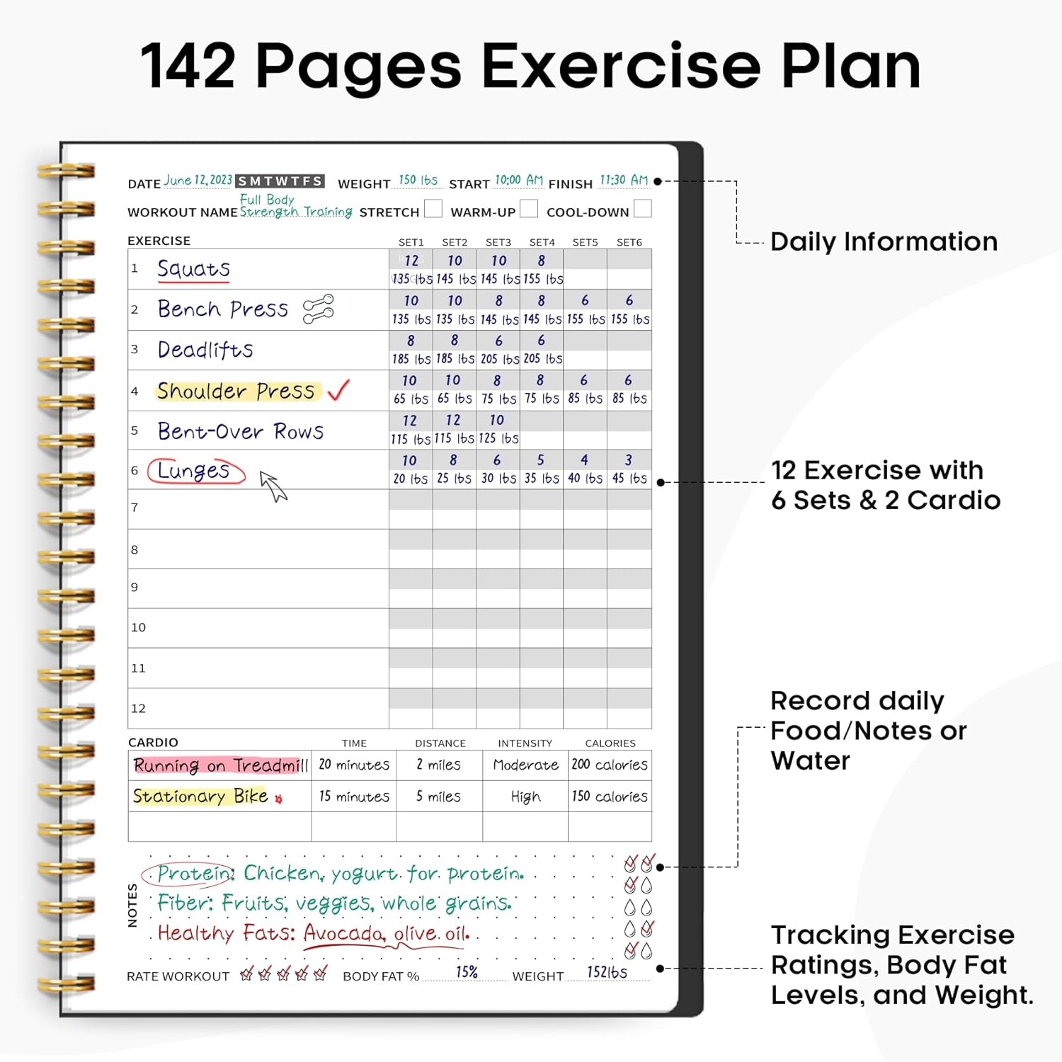 Fitness Workout Journal for Tracking Progress and Wellness Goals - imprüv  