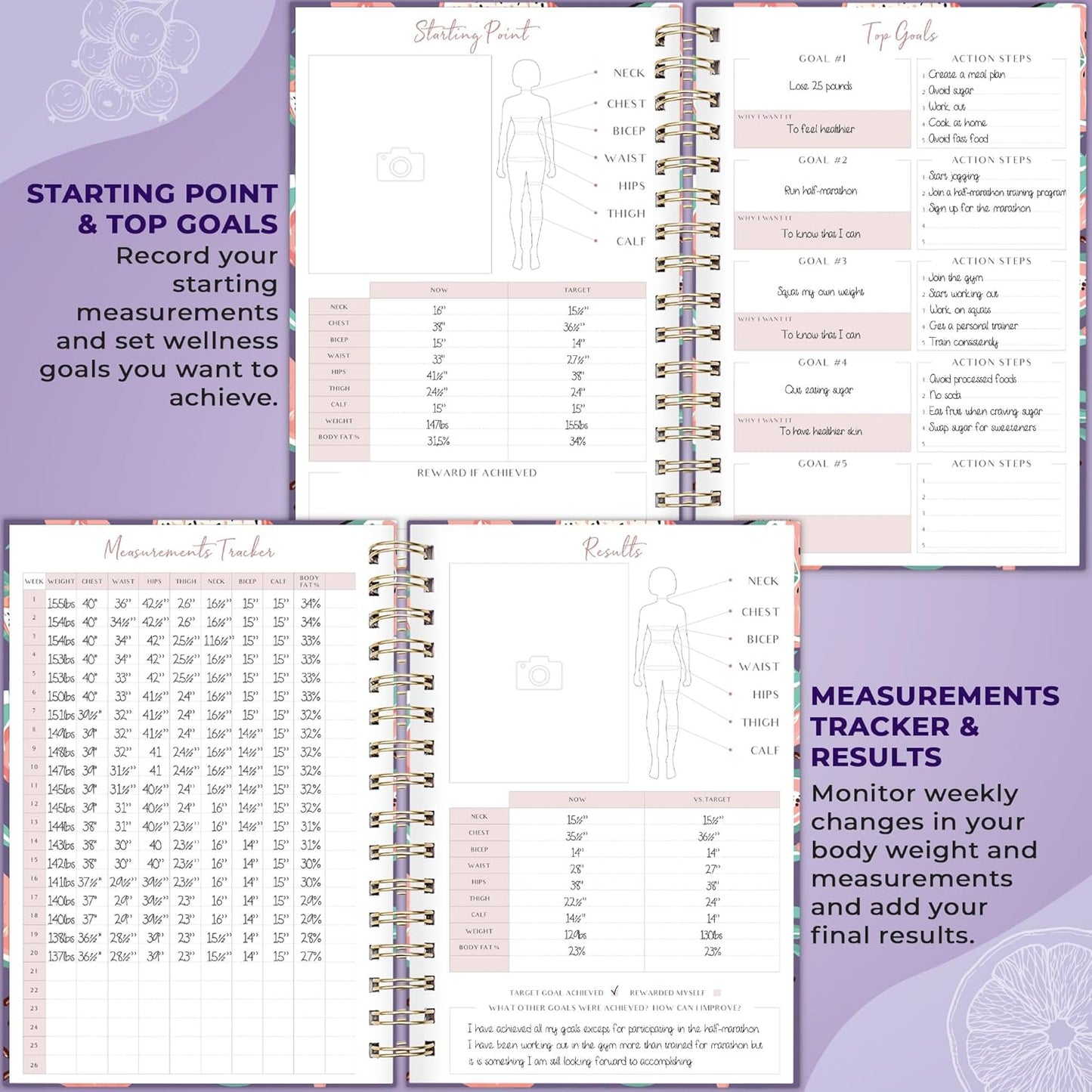 Food Journal for Nutrition Tracking Calorie Counting Meal Planning Exercise Logging and Weight Management - imprüv  