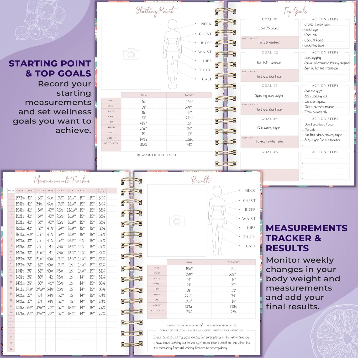 Food Journal for Nutrition Tracking Calorie Counting Meal Planning Exercise Logging and Weight Management - imprüv  