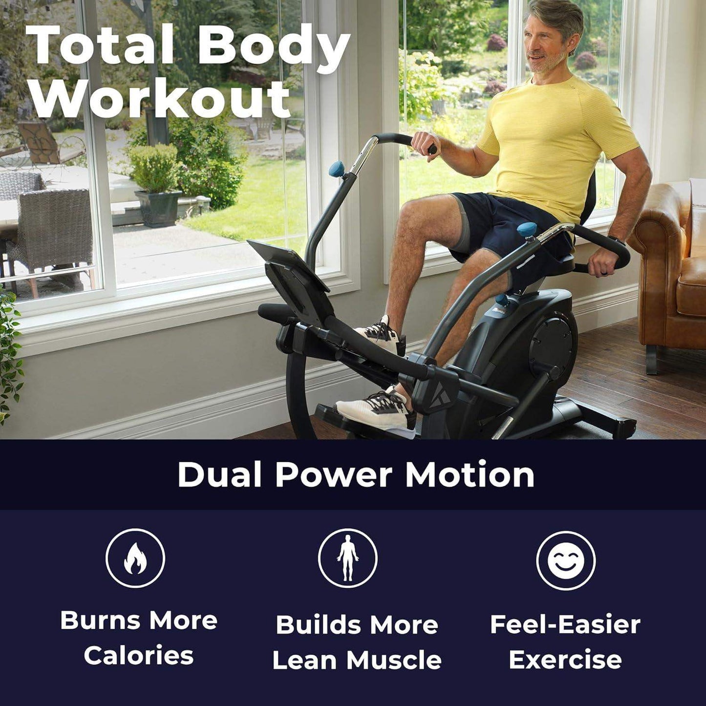 FreeStep Recumbent Cross Trainer, Magnetic Resistance Elliptical and Stride Stepper for Low-Impact Cardio and Joint-Friendly Strength - imprüv  