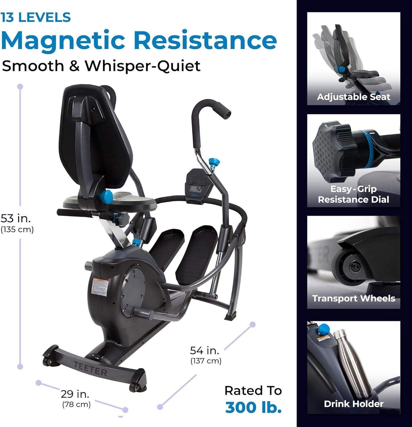 FreeStep Recumbent Cross Trainer, Magnetic Resistance Elliptical and Stride Stepper for Low-Impact Cardio and Joint-Friendly Strength - imprüv  