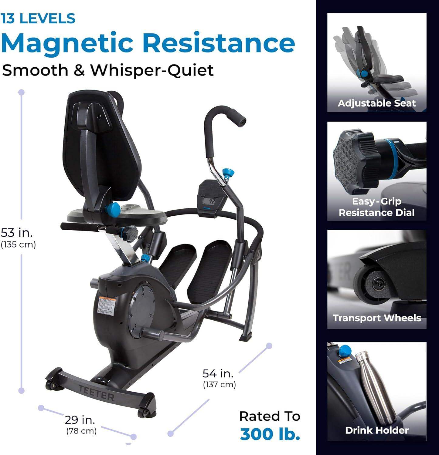 FreeStep Recumbent Cross Trainer, Magnetic Resistance Elliptical and Stride Stepper for Low-Impact Cardio and Joint-Friendly Strength - imprüv  