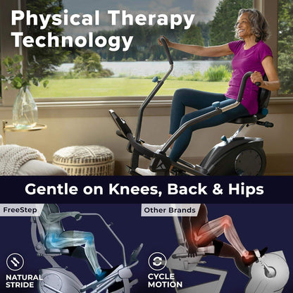 FreeStep Recumbent Cross Trainer, Magnetic Resistance Elliptical and Stride Stepper for Low-Impact Cardio and Joint-Friendly Strength - imprüv  