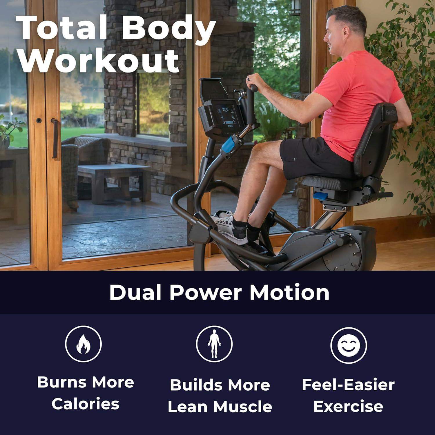 FreeStep Recumbent Cross Trainer, Magnetic Resistance Elliptical and Stride Stepper for Low-Impact Cardio and Joint-Friendly Strength - imprüv  