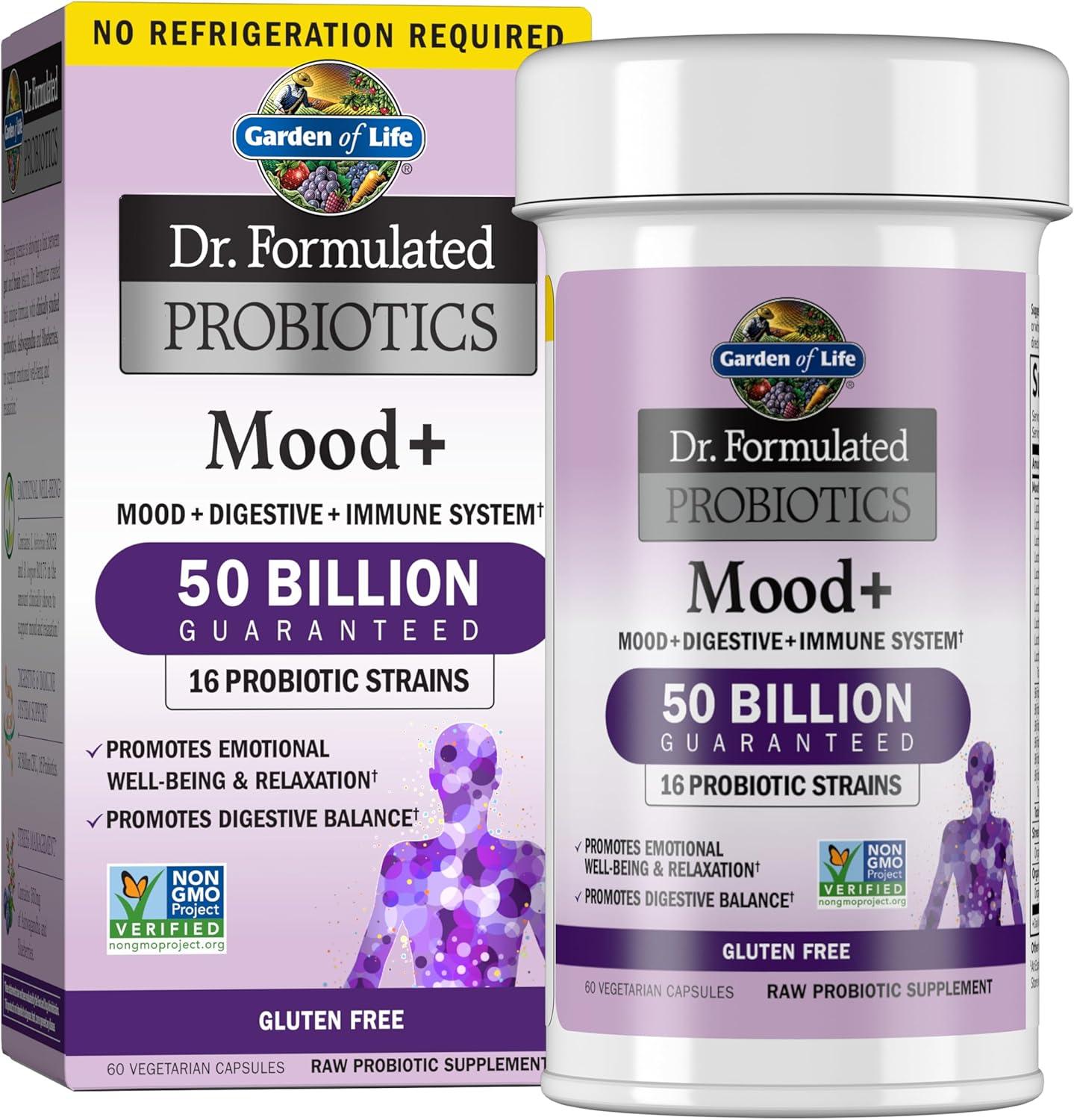 Garden of Life Dr. Formulated Probiotics Mood+ with Ashwagandha for Emotional Well-Being, Stress Support, and Digestive Balance - imprüv  