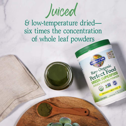 Garden of Life Raw Organic Perfect Food, Stevia-Free Green Superfood Powder to Alkalize, Detoxify, and Energize - imprüv  