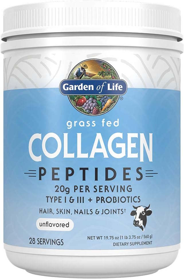 Garden of Life Grass Fed Collagen Peptides support skin, joints, hair, and nails with 20g protein, probiotics, and clean, unflavored collagen powder for daily use. - Impruv