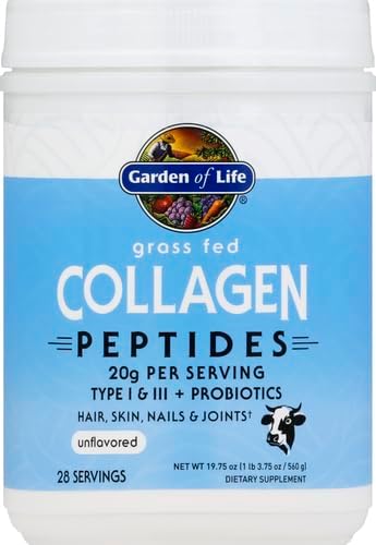 Garden of Life Grass Fed Collagen Peptides support skin, joints, hair, and nails with 20g protein, probiotics, and clean, unflavored collagen powder for daily use. - Impruv