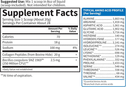 Garden of Life Grass Fed Collagen Peptides support skin, joints, hair, and nails with 20g protein, probiotics, and clean, unflavored collagen powder for daily use. - Impruv