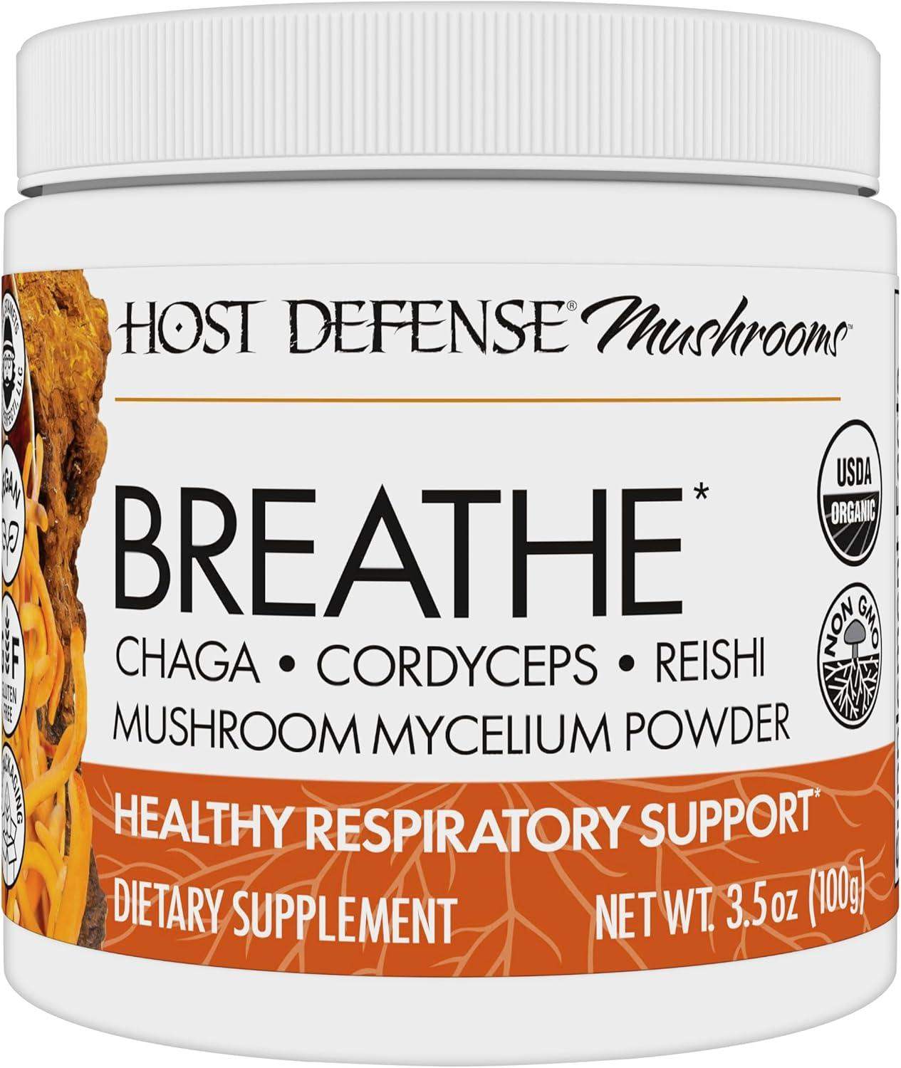 Host Defense Breathe* Mushroom Powder Blend for Lung and Respiratory Health - imprüv  