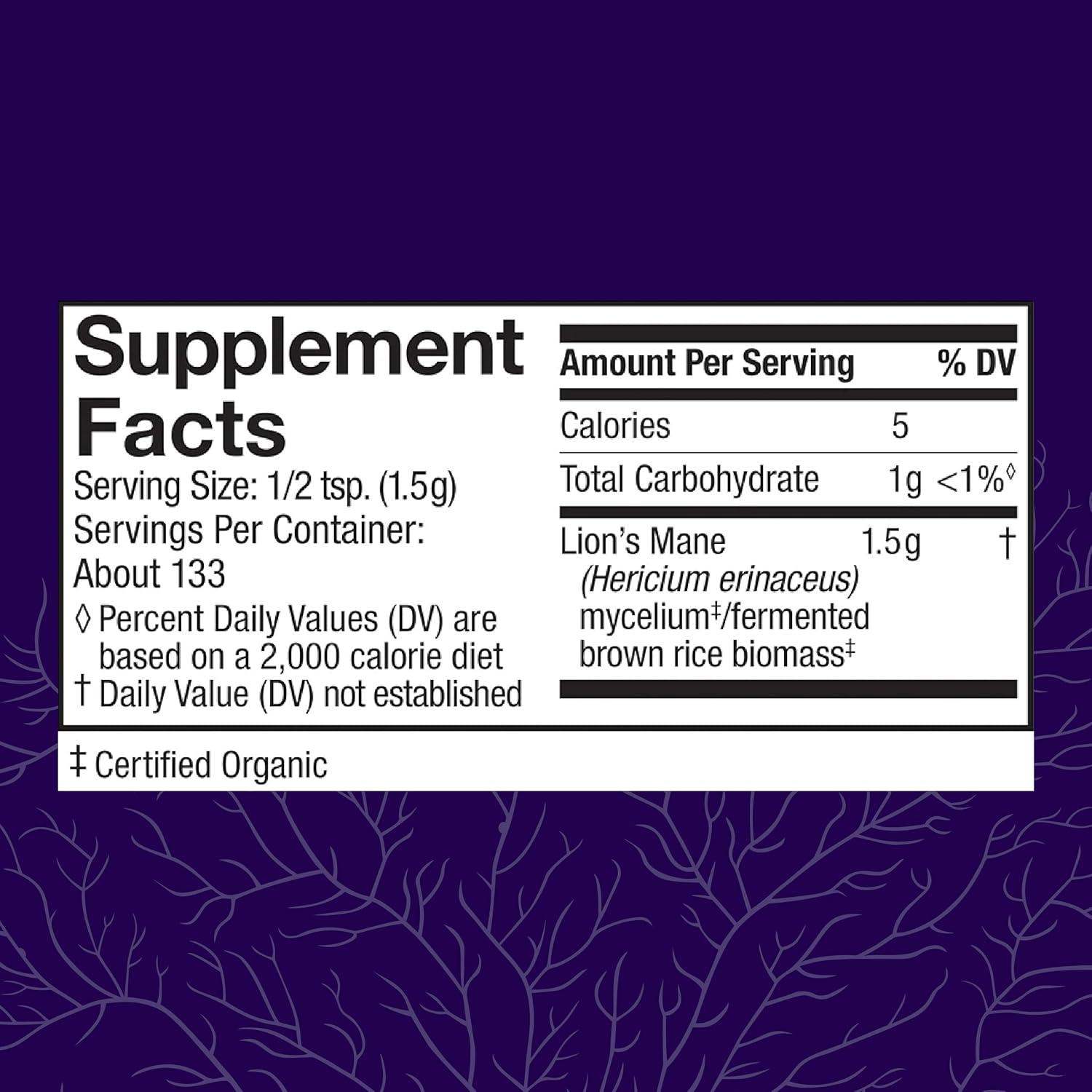 Host Defense Lion's Mane Mushroom Powder for Brain and Nerve Health to Support Immune and Nervous Systems - imprüv  