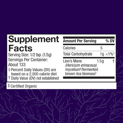 Host Defense Lion's Mane Mushroom Powder for Brain and Nerve Health to Support Immune and Nervous Systems - imprüv  