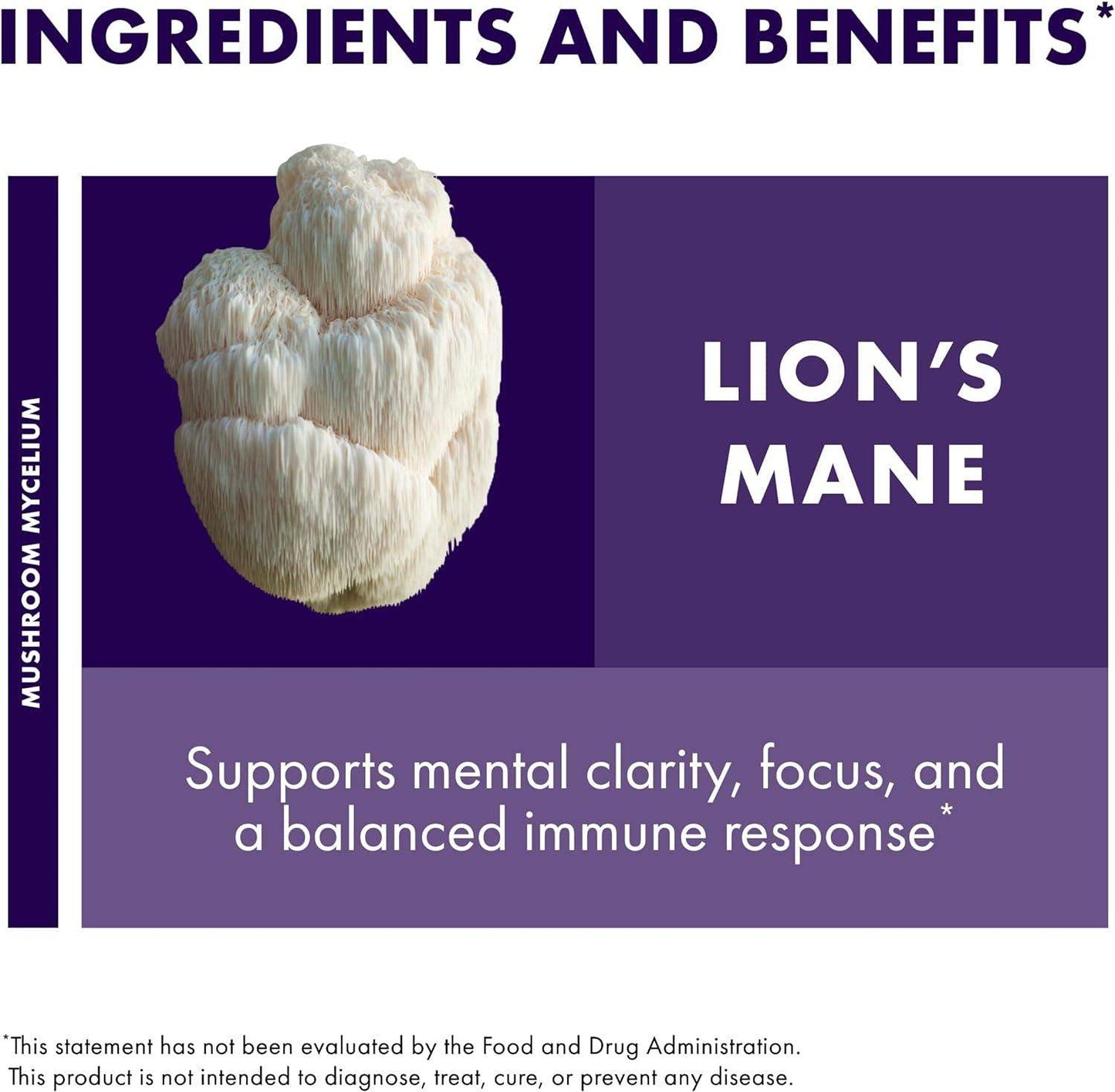 Host Defense Lion's Mane Mushroom Powder for Brain and Nerve Health to Support Immune and Nervous Systems - imprüv  