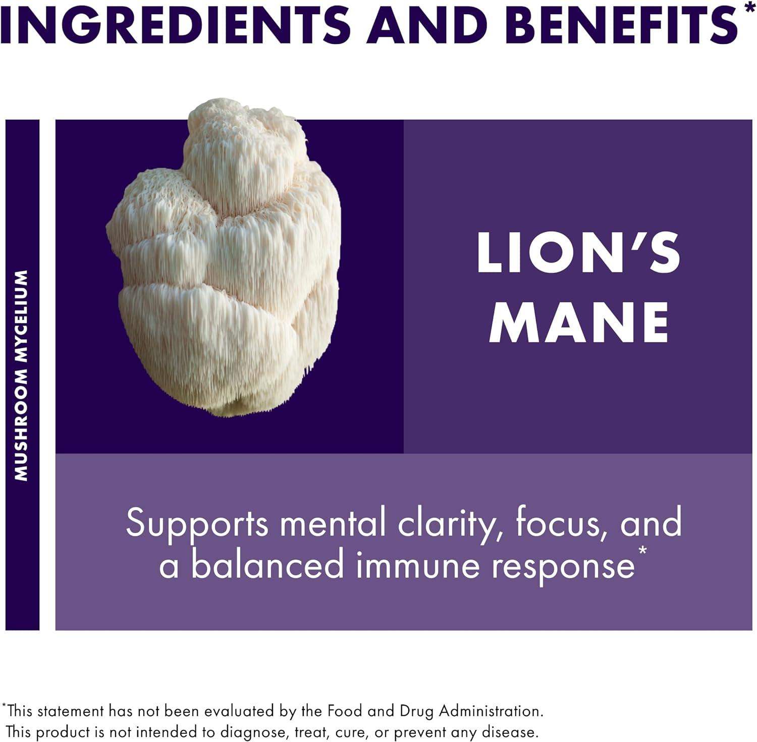 Host Defense Lion's Mane Mushroom Powder for Brain and Nerve Health to Support Immune and Nervous Systems - imprüv  