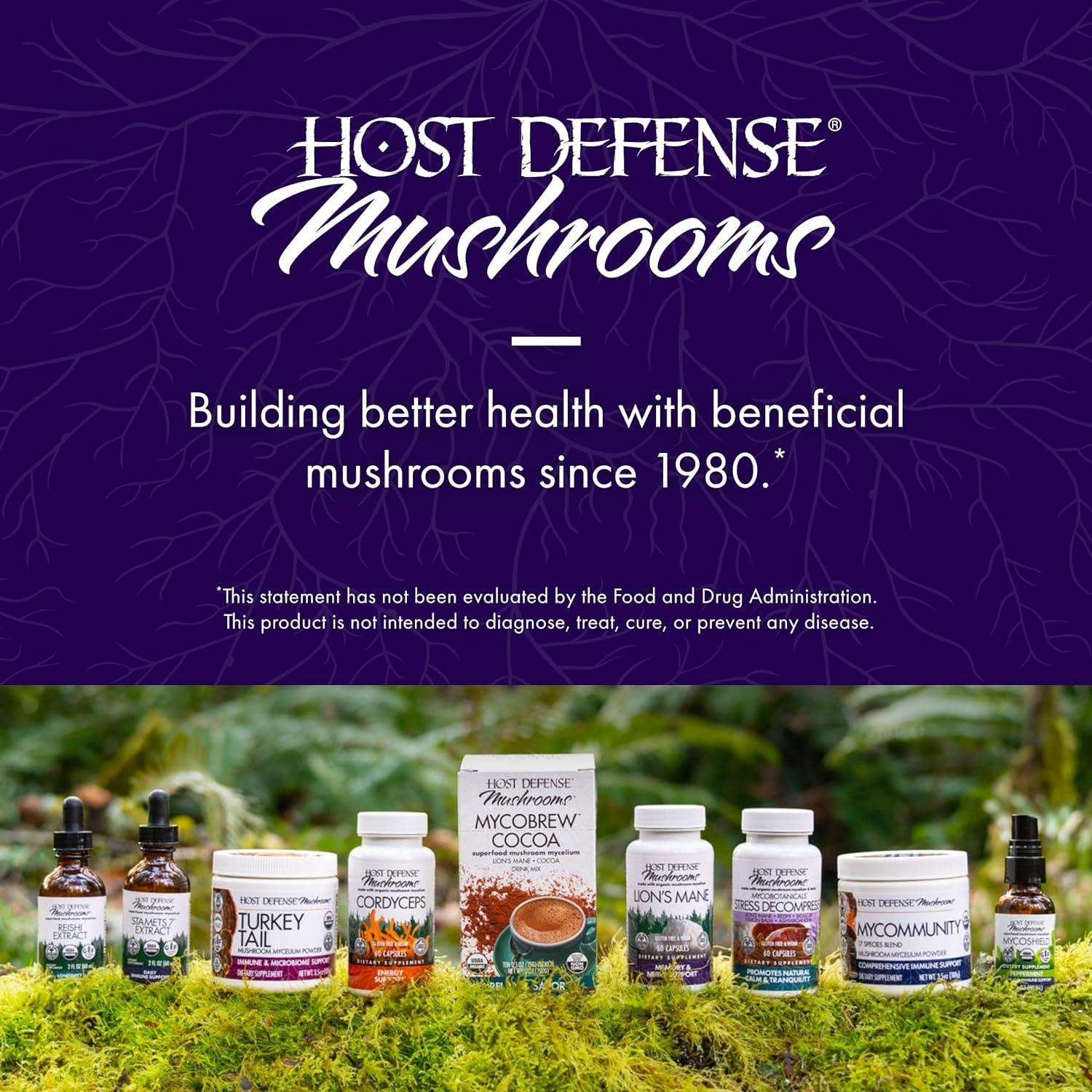 Host Defense Lion's Mane Mushroom Powder for Brain and Nerve Health to Support Immune and Nervous Systems - imprüv  