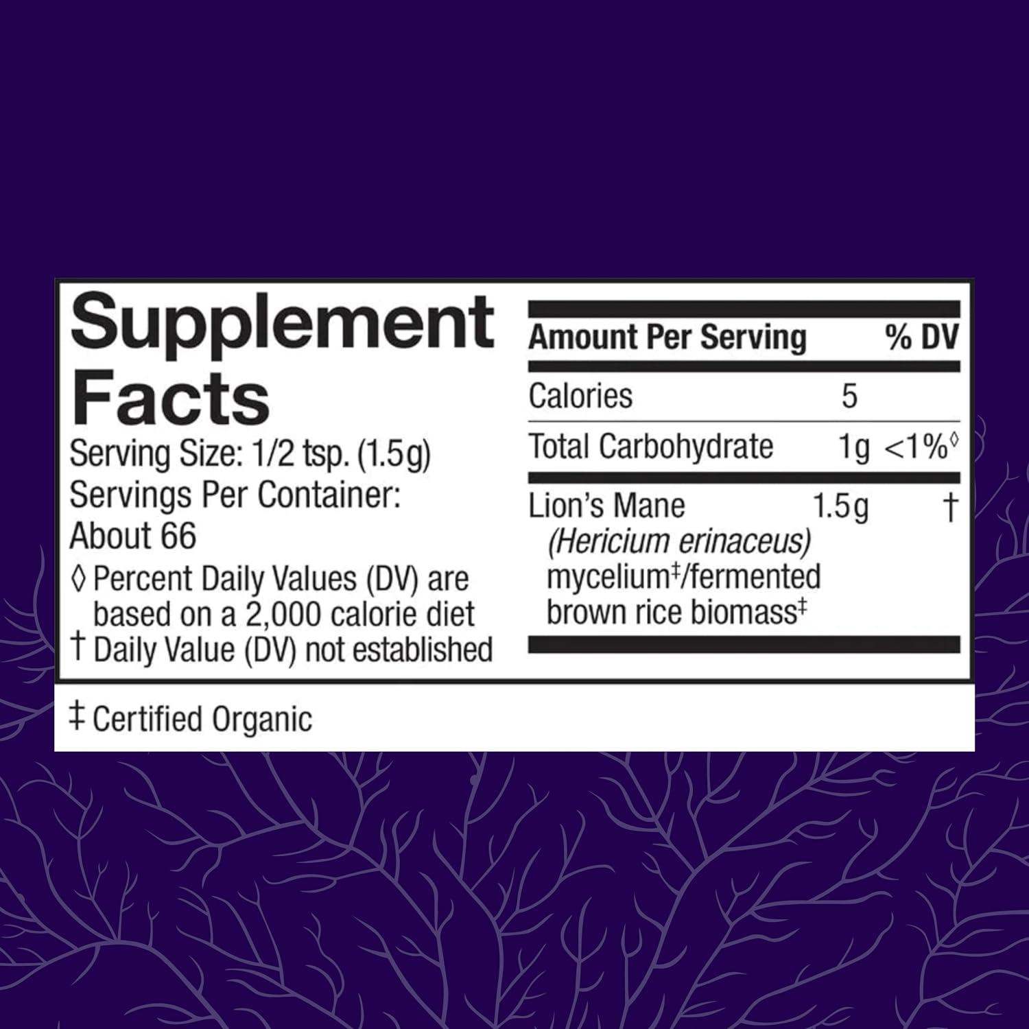 Host Defense Lion's Mane Mushroom Powder for Brain and Nerve Health to Support Immune and Nervous Systems - imprüv  