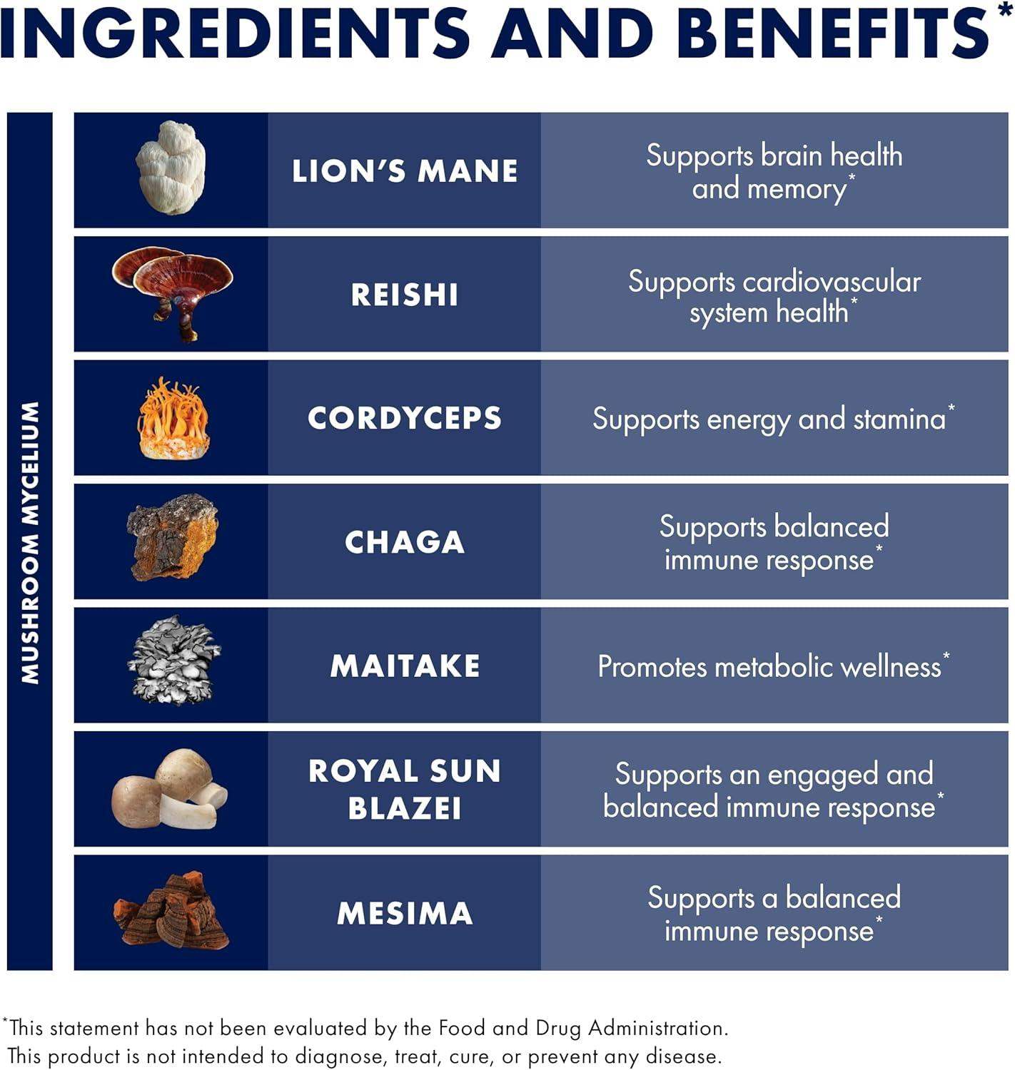 Host Defense Stamets 7 Multi-Mushroom Powder Blend for Immune Health, Energy, and Stress Support - imprüv  