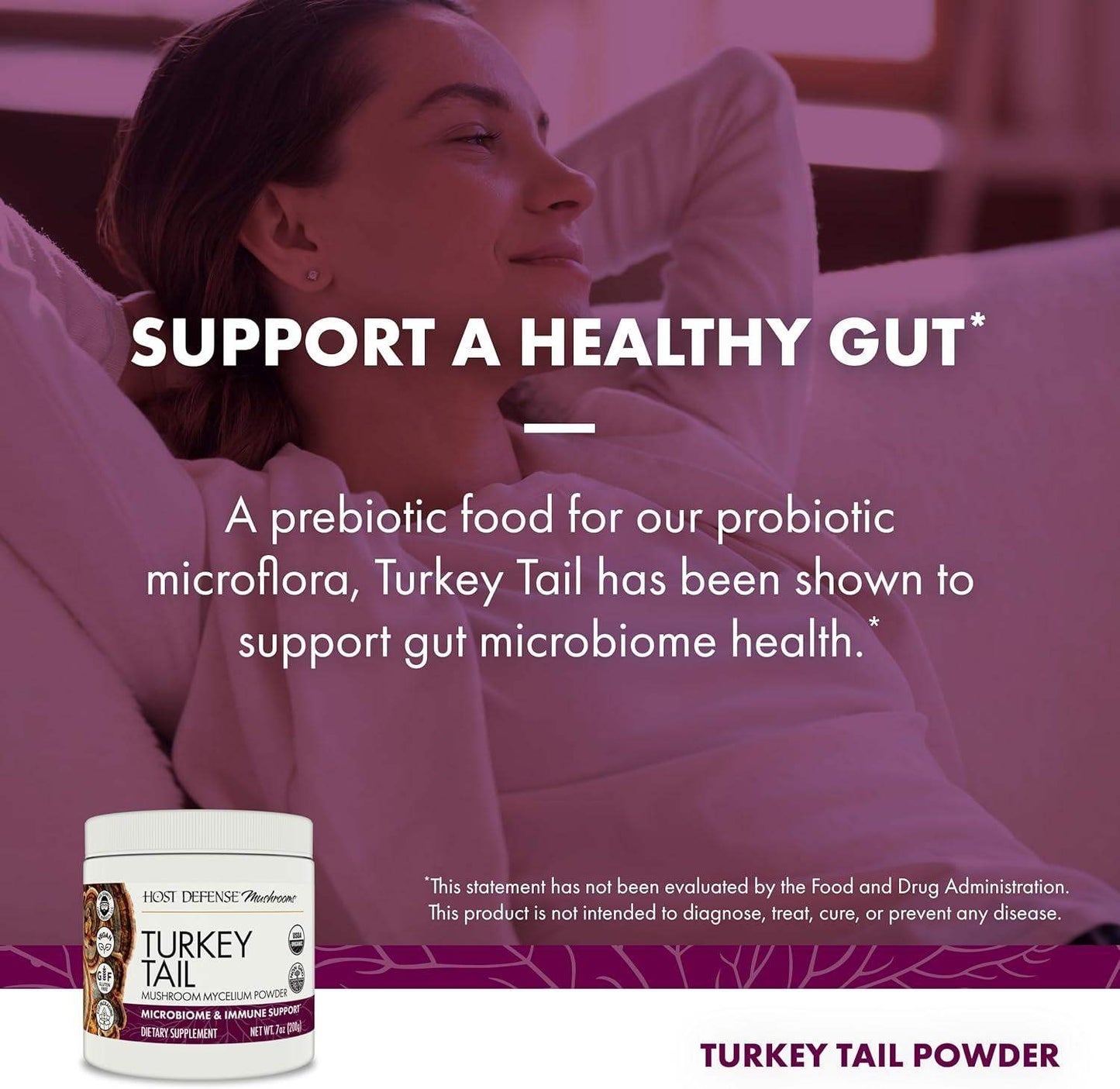 Host Defense Turkey Tail Mushroom Powder Blend for Immune Modulation and Gut Microbiome Balance - imprüv  