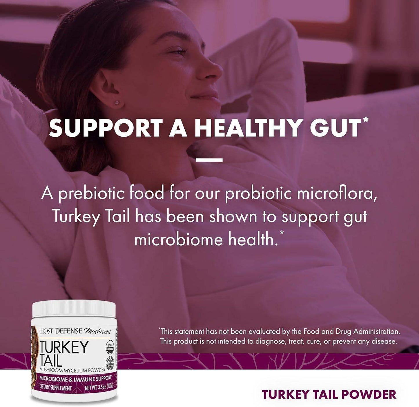Host Defense Turkey Tail Mushroom Powder Blend for Immune Modulation and Gut Microbiome Balance - imprüv  