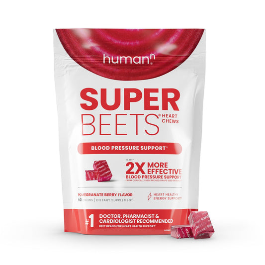 HumanN SuperBeets Heart Chews, Pomegranate Berry Nitric Oxide Supplement for Blood Pressure and Cardiovascular Support - imprüv  