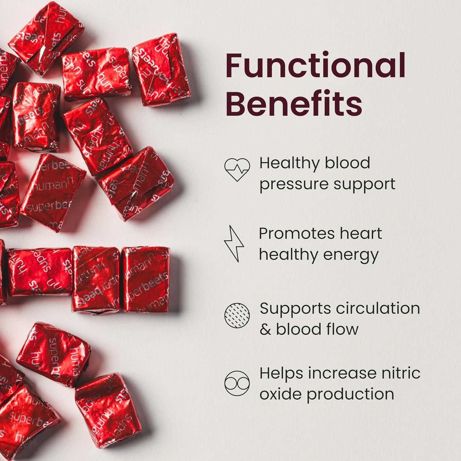 HumanN SuperBeets Heart Chews, Pomegranate Berry Nitric Oxide Supplement for Blood Pressure and Cardiovascular Support - imprüv  