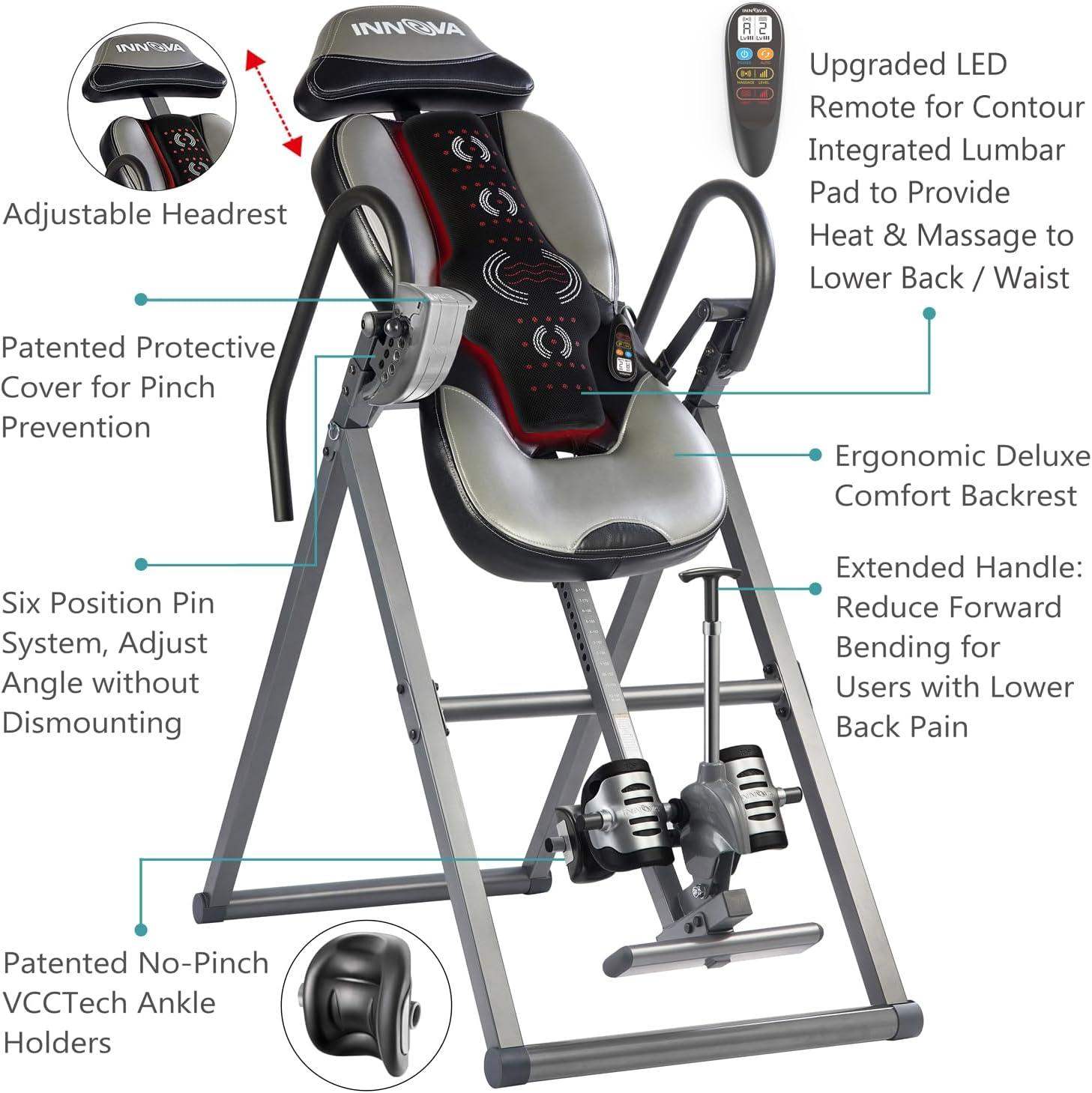 Inversion Table with Heat and Massage for Spinal Decompression, Back Relief, and Circulation - imprüv  