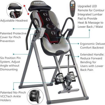 Inversion Table with Heat and Massage for Spinal Decompression, Back Relief, and Circulation - imprüv  
