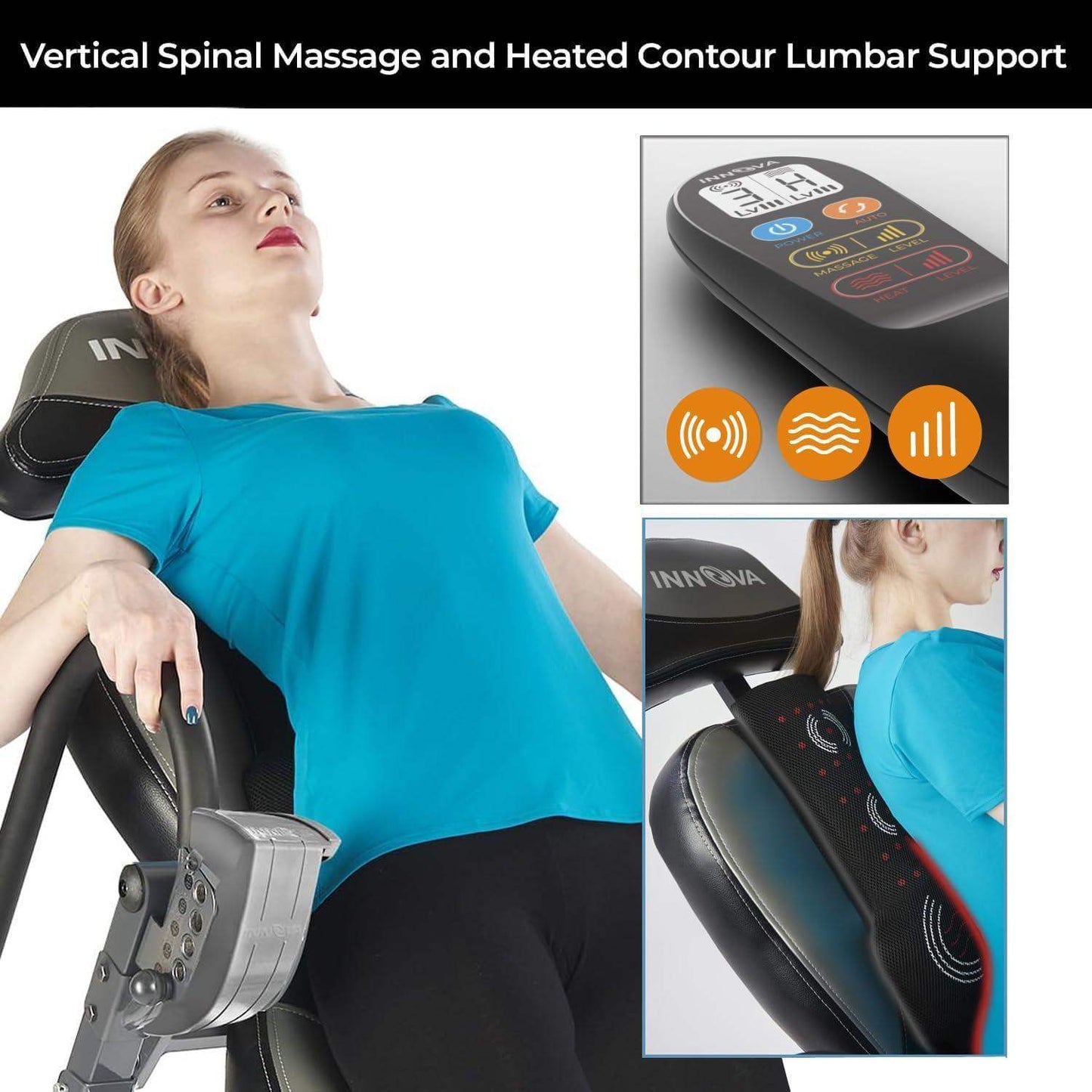 Inversion Table with Heat and Massage for Spinal Decompression, Back Relief, and Circulation - imprüv  