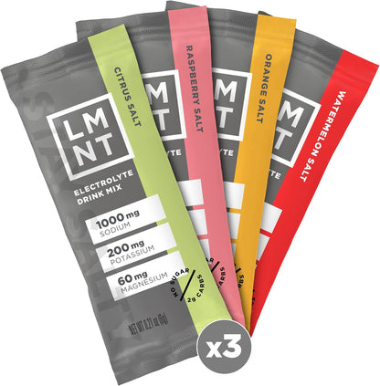 LMNT Zero Sugar Electrolyte Drink Mix Variety Pack for Hydration Support Energy Balance and Low-Carb Lifestyle