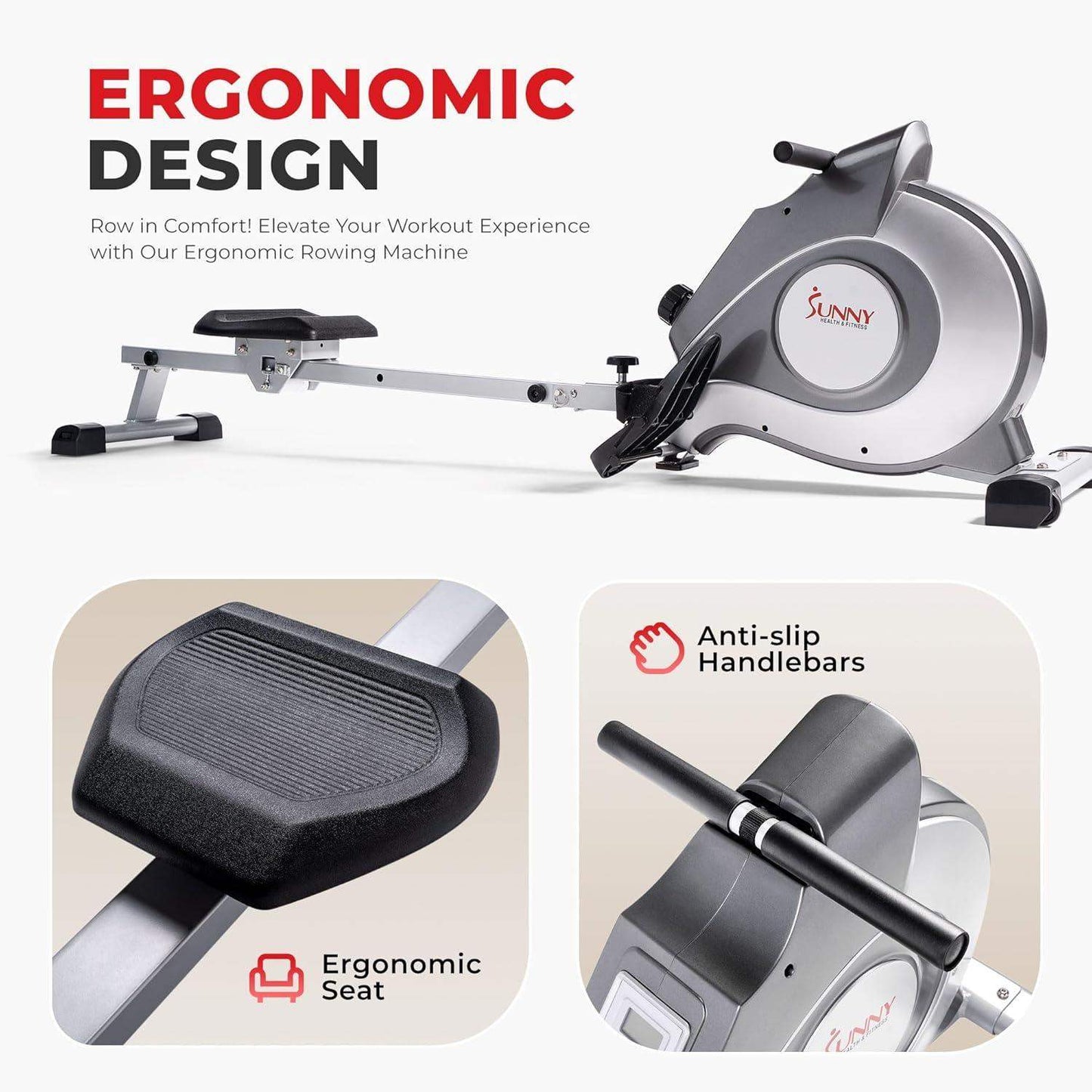 Magnetic Resistance Rowing Machine for Low-Impact Cardio and Upper Back Strength - imprüv  