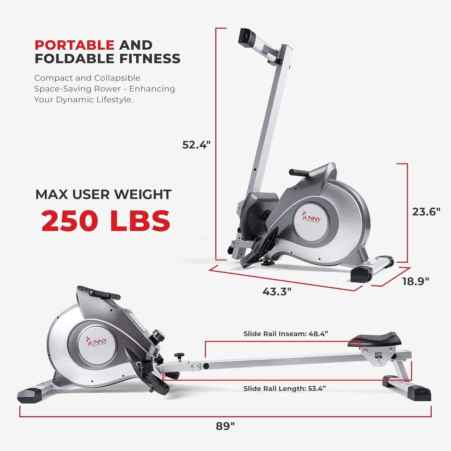 Magnetic Resistance Rowing Machine for Low-Impact Cardio and Upper Back Strength - imprüv  