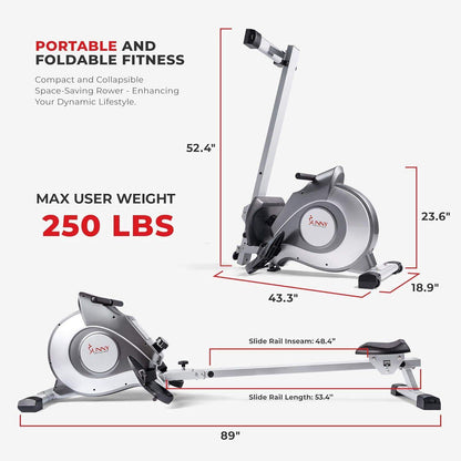 Magnetic Resistance Rowing Machine for Low-Impact Cardio and Upper Back Strength - imprüv  