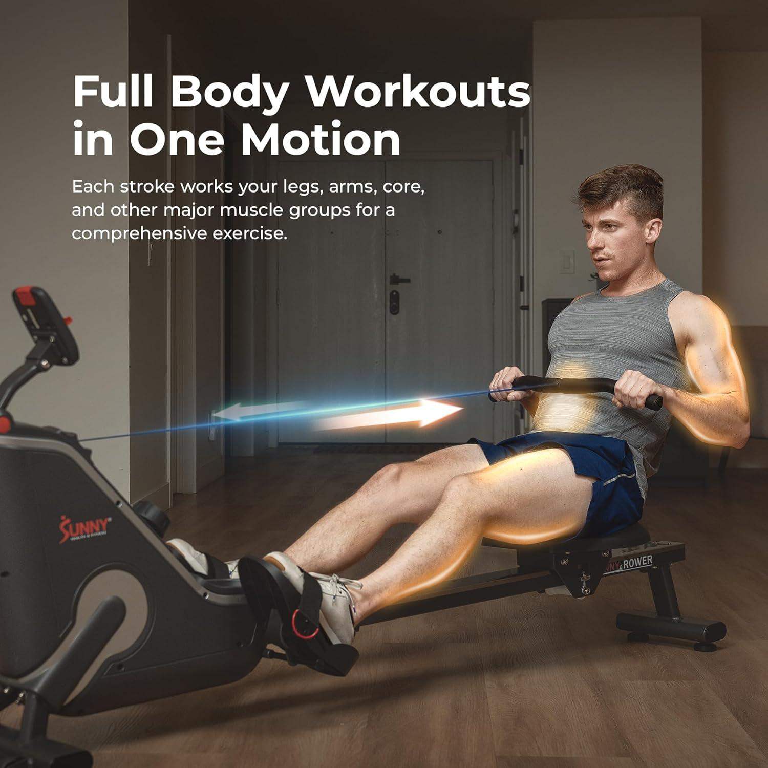 Magnetic Resistance Rowing Machine for Low-Impact Cardio and Upper Back Strength - imprüv  