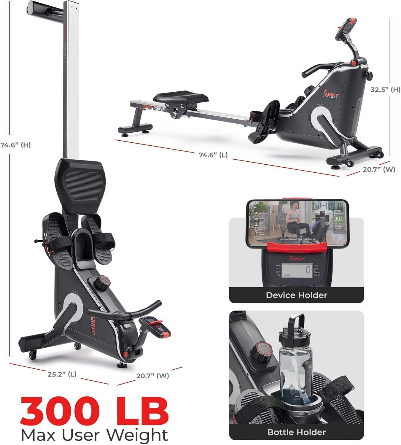 Magnetic Resistance Rowing Machine for Low-Impact Cardio and Upper Back Strength - imprüv  