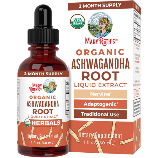 MaryRuth Organics Adaptogenic Ashwagandha Root Liquid Drops for Stress Relief and Mood Support - imprüv  