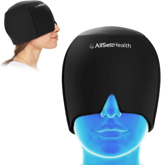 Migraine Relief Ice Cap, Cold Therapy Head Wrap for Headaches, Facial Tension, and Sinus Pressure - imprüv  