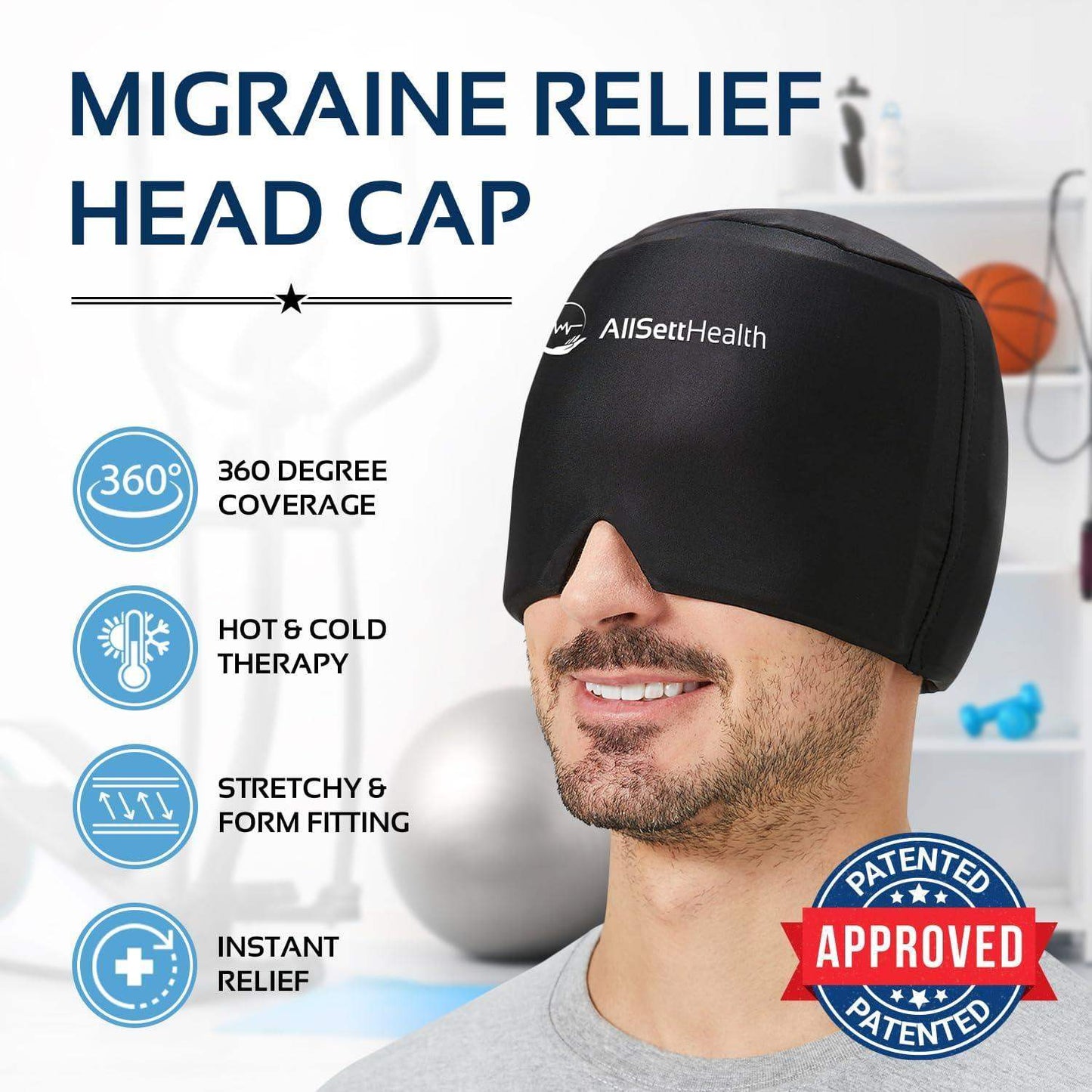 Migraine Relief Ice Cap, Cold Therapy Head Wrap for Headaches, Facial Tension, and Sinus Pressure - imprüv  