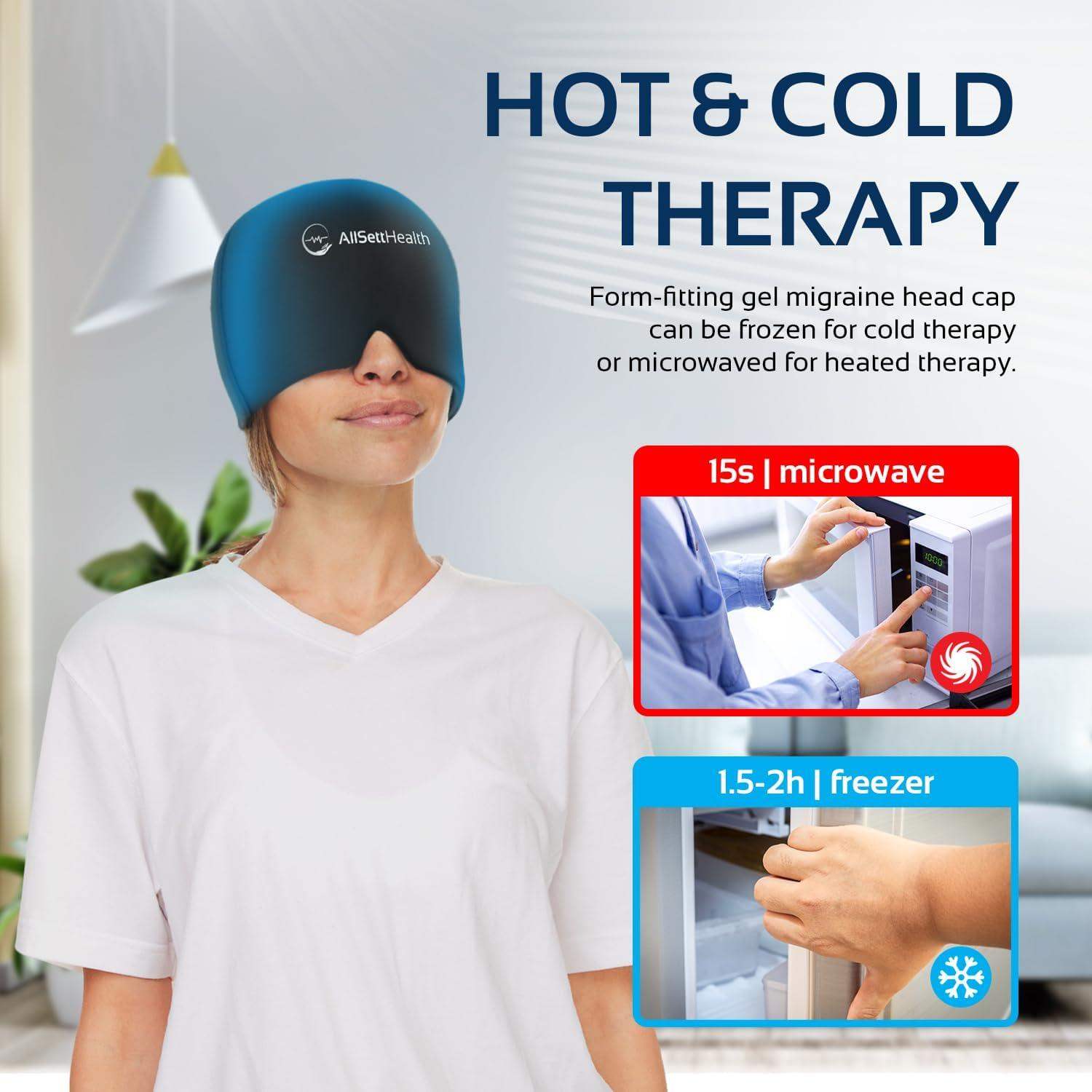 Migraine Relief Ice Cap, Cold Therapy Head Wrap for Headaches, Facial Tension, and Sinus Pressure - imprüv  