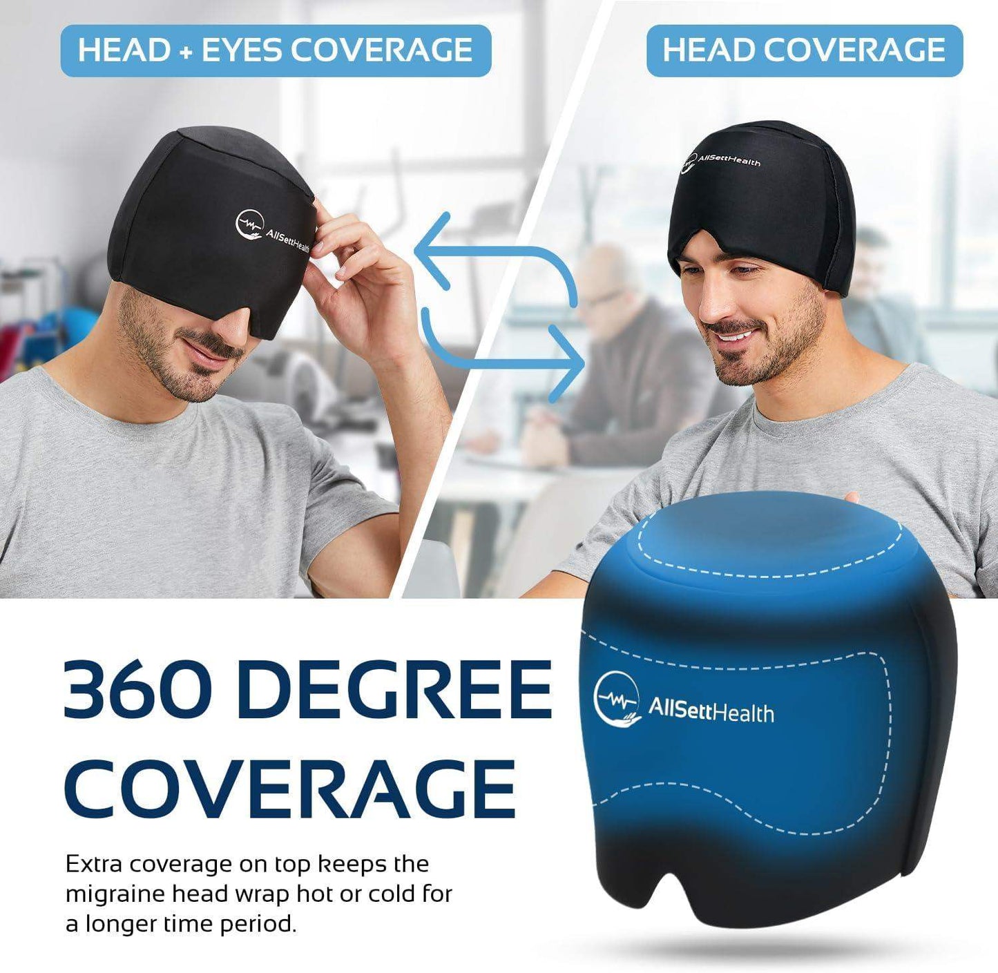 Migraine Relief Ice Cap, Cold Therapy Head Wrap for Headaches, Facial Tension, and Sinus Pressure - imprüv  