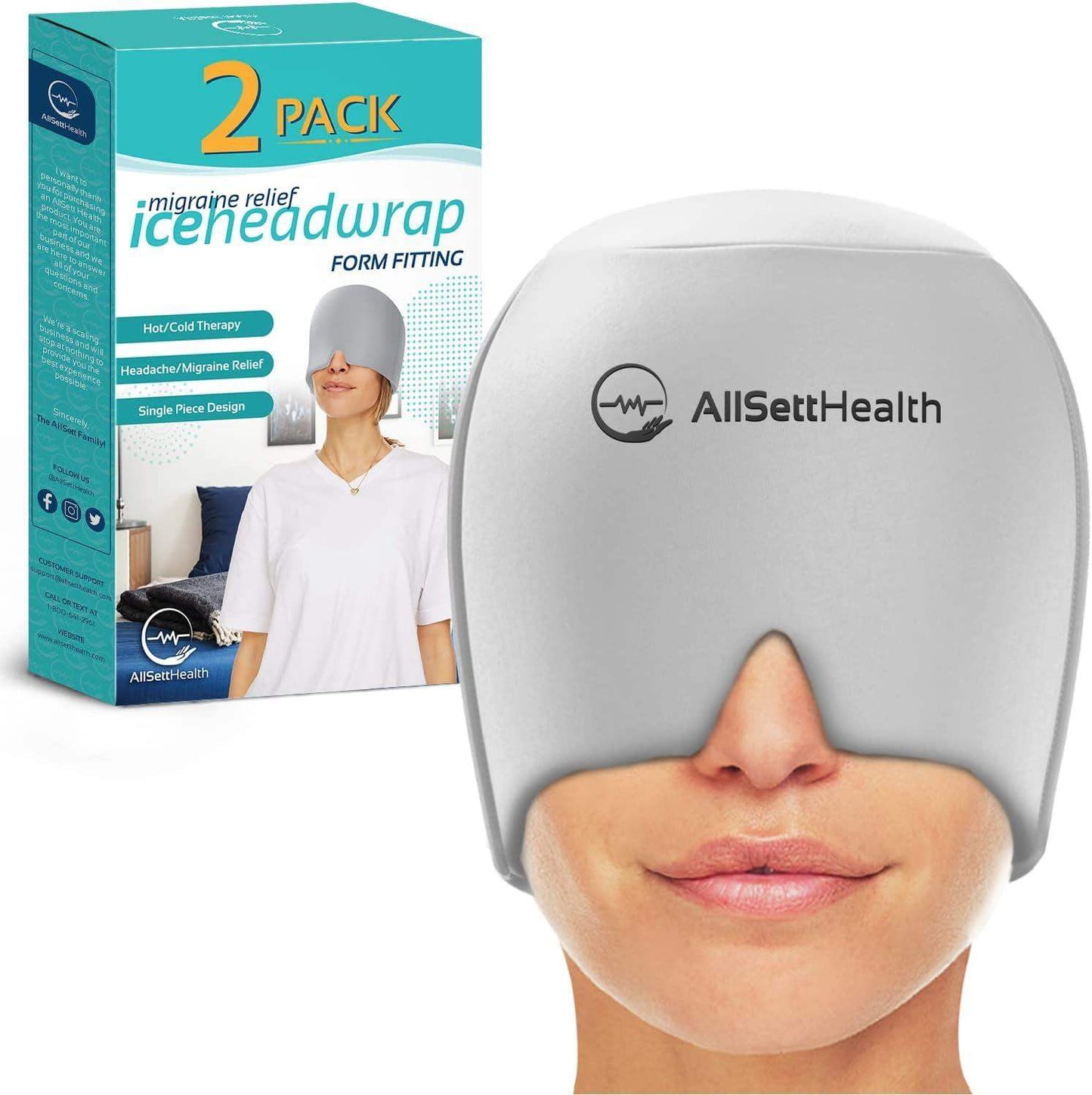 Migraine Relief Ice Cap, Cold Therapy Head Wrap for Headaches, Facial Tension, and Sinus Pressure - imprüv  
