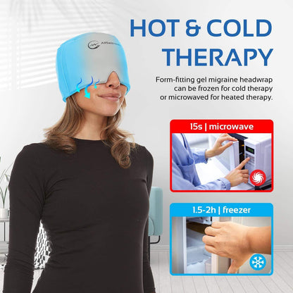 Migraine Relief Ice Cap, Cold Therapy Head Wrap for Headaches, Facial Tension, and Sinus Pressure - imprüv  