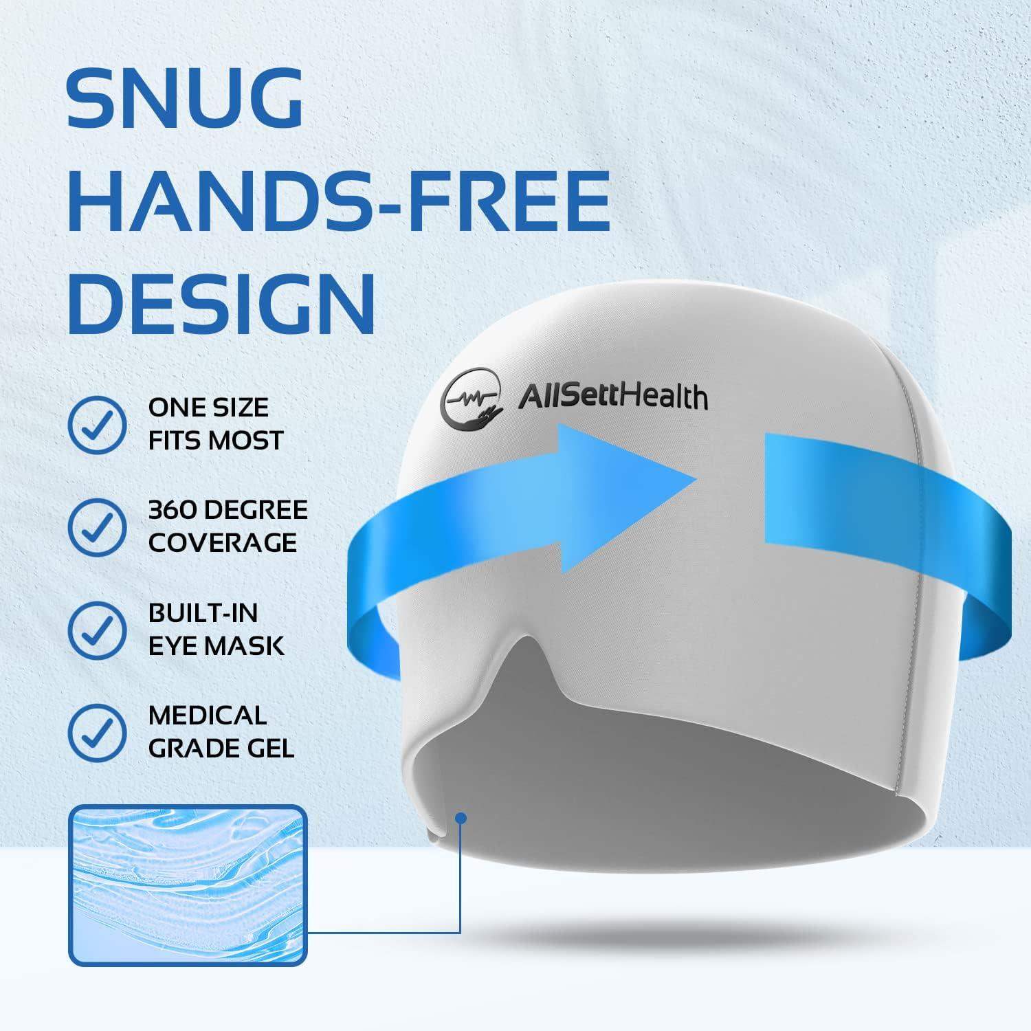 Migraine Relief Ice Cap, Cold Therapy Head Wrap for Headaches, Facial Tension, and Sinus Pressure - imprüv  